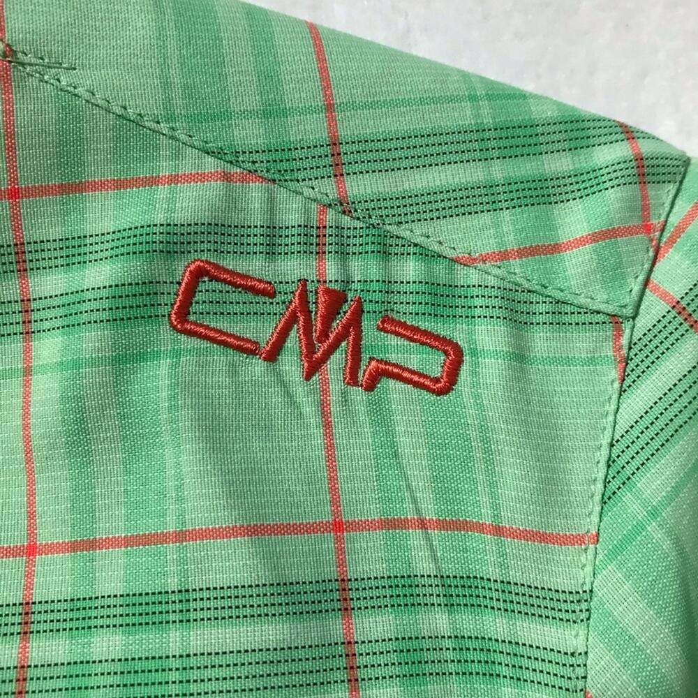 Cmp Dry Function Short Sleeve Button Up Green Pla… - image 4